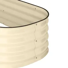 Outsunny Galvanised Raised Garden Bed, Metal Planter Box with Safety Edging, for Flowers, Herbs, Succulents, Cream White - 8