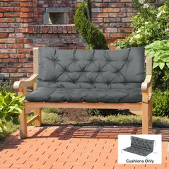 Outsunny Garden Bench Cushion, 2 Seater Swing Chair Cushion, Seat Pad with Ties for Indoor and Outdoor Use, 110 x 120 cm, Dark Grey - 2