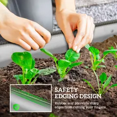 Outsunny Galvanised Raised Garden Bed, Metal Planter Box with Safety Edging, for Flowers, Herbs, Succulents, Silver - 6