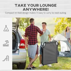 Outsunny Folding Sun Loungers Set of 2 with Face Hole, 4-Position Adjustable Backrest Garden Recliner Chairs Sunbeds, Outdoor Lounge Chairs with 600 D Oxford Cloth Seat, Pillow for Beach, Dark Grey - 8