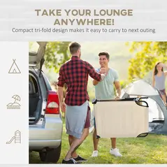 Outsunny Folding Sun Loungers Set of 2 with Face Hole, 4-Position Adjustable Backrest Garden Recliner Chairs Sunbeds, Outdoor Lounge Chairs with 600 D Oxford Cloth Seat, Pillow for Beach, Sand - 8