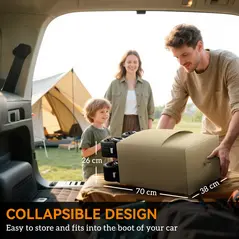 Outsunny Folding Garden Trolley, Outdoor Wagon Cart with Carry Bag, for Beach, Camping, Festival, 120KG Capacity, Khaki - 4