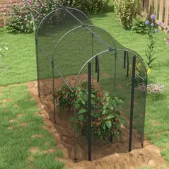 Outsunny Galvanised Steel Fruit Cage, Plant Protection Tent with Zipped Door, 1.2 x 2.4 x 1.9m, Black - 8