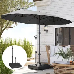 Outsunny Garden Parasol Base with Adjustable Wheels and Handle, Garden Sun Umbrella Base Parasol Stand, Filled Up to 55kg with Stand, 45kg with Water for 35, 38, 48 mm Poles, Black - 8