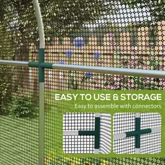 Outsunny Galvanised Steel Fruit Cage, Plant Protection Tent with Zipped Door, 1.2 x 2.4 x 1.9m, Black - 5