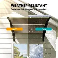 Outsunny Front Door Canopy, Outdoor Awning, Rain Shelter for Window, Porch and Front/Back Door, 103 x 96.5 cm, Brown - 6