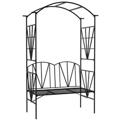 Outsunny Garden Bench, 2 Seater Outdoor Patio Bench, Metal Garden Loveseat with Arch for Vines and Climbing Plants, Black - 9