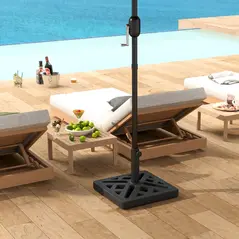 Outsunny Garden Parasol Base, 15kg HDPE Outdoor Umbrella Stand Parasol Stand with Cut-Out Design, Sun Umbrella Base for 32, 38, 48 mm Poles, Black - 7