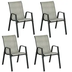 Outsunny Four-Piece Stacking Rattan Garden Seat Set - Mixed Grey - 1