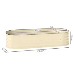 Outsunny Galvanised Raised Garden Bed, Metal Planter Box with Safety Edging, for Flowers, Herbs, Succulents, Cream White - 3