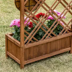 Outsunny Garden Planter with Trellis, Wooden Raised Bed for Garden with Lattice Trellis for Vegetables, Herbs and Flowers, Brown - 8