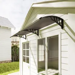 Outsunny Front Door Canopy, Waterproof Outdoor Awning, 75 x 195 cm Rain Shelter for Window, Porch and Front/Back Door, Brown - 9