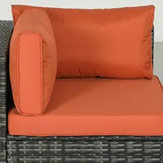 Outsunny Four-Piece Rattan Sofa Set - Orange/Grey - 8