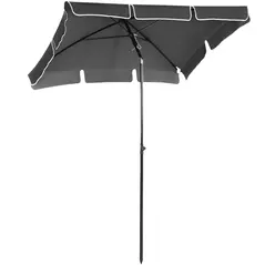 Outsunny Garden Parasol Umbrella, Outdoor Market Table Umbrella with Ruffles & Aluminium Pole, Rectangular Tilting Parasol Sun Shade Canopy, 2 x 1.3m, Grey - 1