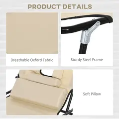 Outsunny Folding Sun Loungers Set of 2 with Face Hole, 4-Position Adjustable Backrest Garden Recliner Chairs Sunbeds, Outdoor Lounge Chairs with 600 D Oxford Cloth Seat, Pillow for Beach, Sand - 6