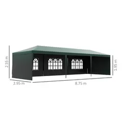 Outsunny Garden Gazebo Marquee Party Wedding Tent Canopy (9m x 3m) - Green - 3