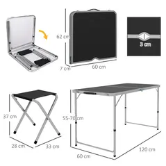 Outsunny Four-Person Foldable Aluminium Picnic Set - 3