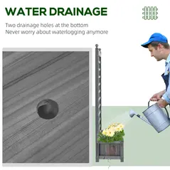 Outsunny Garden Planters with Trellis for Climbing Vines, Wood Raised Beds for Garden, Flower Pot, Indoor Outdoor, Grey - 5