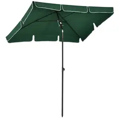 Outsunny Garden Parasol Umbrella, Outdoor Market Table Umbrella with Ruffles & Aluminium Pole, Rectangular Tilting Parasol Sun Shade Canopy, 2 x 1.3m, Green - 1