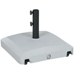 Outsunny Garden Parasol Base Holder, 24kg Water or 30kg Sand Filled, Outdoor Market Umbrella Stand Weight with Wheels and Brakes, Grey - 1