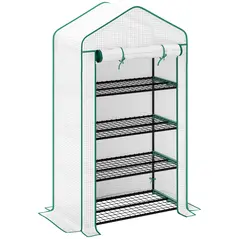 Outsunny Four-Tier Mini Greenhouse, with Reinforced Plastic Cover - 1