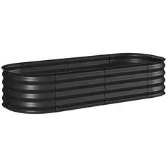 Outsunny Galvanised Raised Garden Bed, Metal Planter Box with Safety Edging, for Flowers, Herbs, Succulents, Black - 1