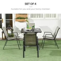 Outsunny Four-Piece Stacking Rattan Garden Seat Set - Mixed Grey - 5
