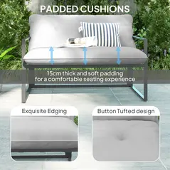 Outsunny Four-Piece Relaxed Back Garden Dining Set - Black/Light Grey - 4