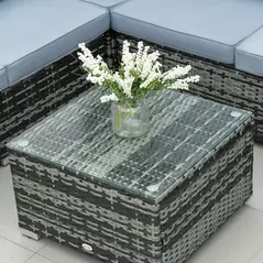 Outsunny Four-Piece Rattan Sofa Set - Grey - 8