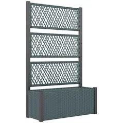 Outsunny Garden Planter Box with Trellis, Liner for Climbing Plants, Vegetables, Flowers, 90 x 35 x 148 cm, Charcoal Grey - 1