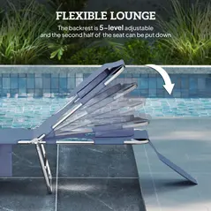 Outsunny Foldable Sun Lounger, Beach Chaise Lounge with Reading Hole, Arm Slots, 5-Position Adjustable Backrest, Side Pocket, Pillow for Garden, Beach, Pool, Grey - 4