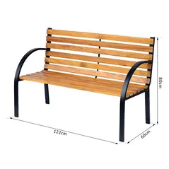 Outsunny Garden Bench, 122Lx60Wx80H cm-Steel/Wood - 3