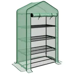 Outsunny Four-Tier Mini Greenhouse, with Reinforced Plastic Cover - 1