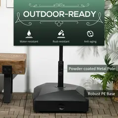 Outsunny Garden Parasol Base Holder, 43kg Water or 60kg Sand Filled, Outdoor Market Umbrella Stand Weight with Wheels and Brakes, Black - 7