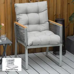 Outsunny Garden Back Chair Cushion, Comfortable Patio Seat Cushion Pad with Backrest for Outdoor & Indoor Use, Light Grey - 2