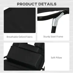 Outsunny Folding Sun Loungers Set of 2 with Face Hole, 4-Position Adjustable Backrest Garden Recliner Chairs Sunbeds, Outdoor Lounge Chairs with 600 D Oxford Cloth Seat, Pillow for Beach, Black - 6