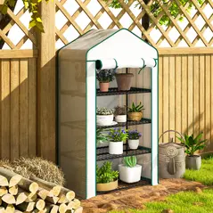 Outsunny Four-Tier Mini Greenhouse, with Reinforced Plastic Cover - 9
