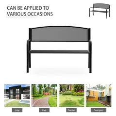 Outsunny Garden Bench Furniture Patio Park 2 Person Chair Seat Steel Black 120cm Outdoor - 6