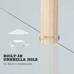 Outsunny Folding Picnic Table with 4 Seats and Umbrella Hole - Grey - 6