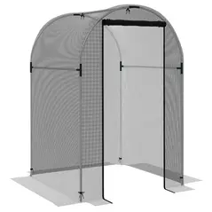 Outsunny Galvanised Steel Fruit Cage, Plant Protection Tent with Zipped Door, 1.2 x 1.2 x 1.9m, Black - 1