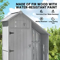 Outsunny Garden Outdoor Storage Shed 3 Shelves Tilt Roof w/ Firewood Rack Log Carrier, 129L x 51.5W x 180H cm - 6