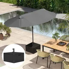 Outsunny Garden Parasol Base Outdoor Umbrella Stand with Wheels Handles, Garden Umbrella Base, Filled Up to 80kg with Stand or 50kg with Water for 38, 48 mm Poles, Black - 8