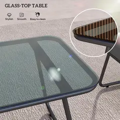 Outsunny Four-Piece Rattan Strong Panel Outdoor Sofa Set - Grey - 8