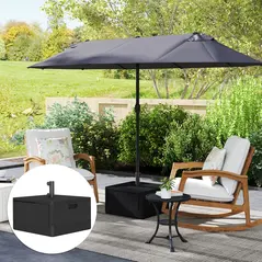 Outsunny Garden Parasol Base Outdoor Umbrella Stand with Wheels Handles, Garden Umbrella Base, Filled Up to 80kg with Stand or 50kg with Water for 38, 48 mm Poles, Black - 9