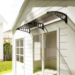 Outsunny Front Door Canopy, Outdoor Awning, Rain Shelter, 200 x 96cm, Brown - 9