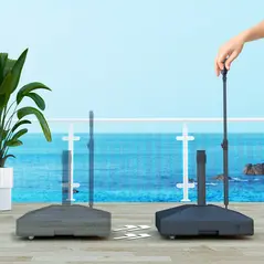 Outsunny Garden Parasol Base with Adjustable Wheels and Handle, Garden Sun Umbrella Base Parasol Stand, Filled Up to 55kg with Stand, 45kg with Water for 35, 38, 48 mm Poles, Black - 7