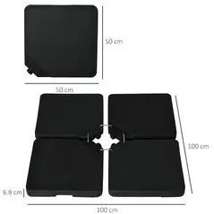 Outsunny Four-Piece Plastic Cantilever Parasol Base - Black - 3