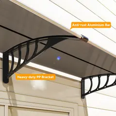 Outsunny Front Door Canopy, Outdoor Awning, Rain Shelter, 200 x 96cm, Brown - 8