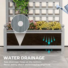Outsunny Garden Planters with Trellis for Climbing Vines, Wood Raised Beds for Garden, Flower Pot, Indoor Outdoor, Grey - 5