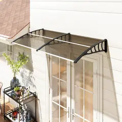 Outsunny Front Door Canopy, Outdoor Awning, Rain Shelter, 200 x 96cm, Brown - 2